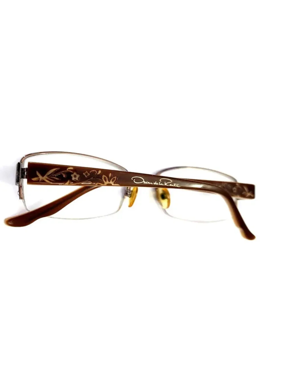Oscar De La Renta CUSLR13 Brown Metal Rectangle Eyeglasses 53-18 135